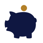 401(k) solutions icon depicting a piggy bank with a coin above
